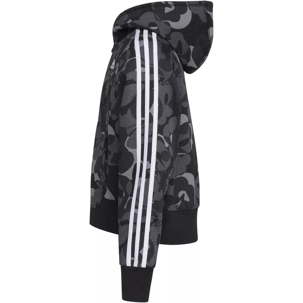 Adidas Girls Zip-Front Essential 3-Stripe Fleece jacket Black Camo Size M - Picture 4 of 7